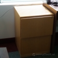 Blonde Oak 2 Drawer Pedestal File Cabinet, Locking
